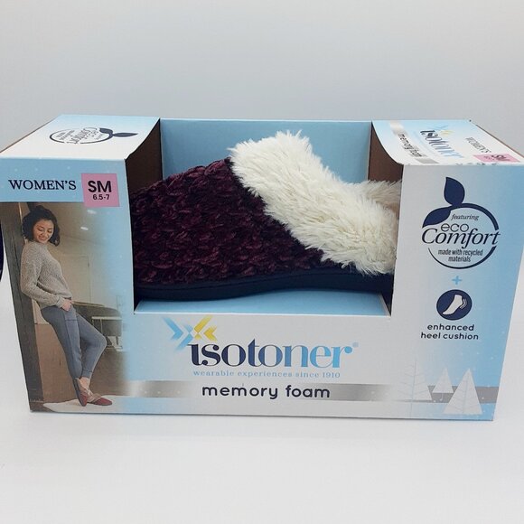 Isotoner memory foam slippers size 6.5/7 plum color - Picture 1 of 4